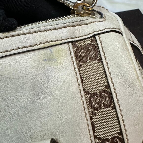 Authentic Gucci Monogram GG Trophy Canvas/Leather Medium Boston Bag - Picture 15 of 17